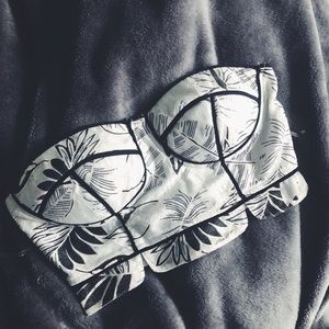 Necessary Clothing- floral white bustier top